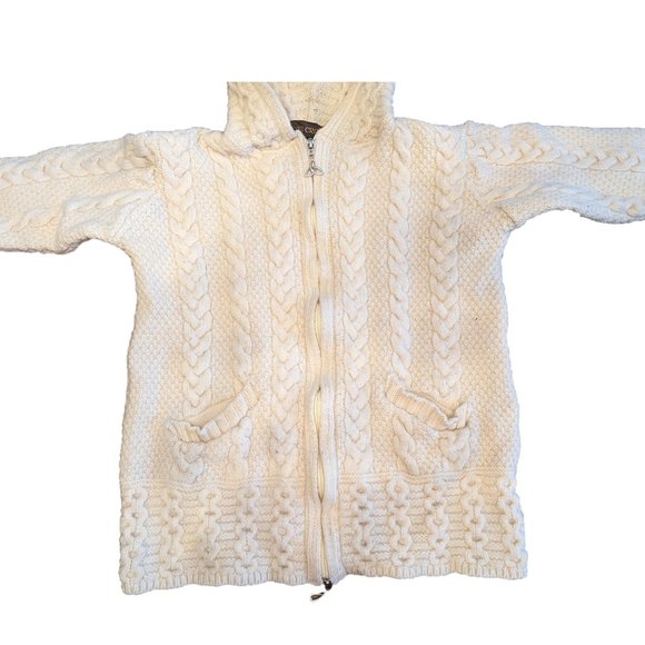 100% Merino Wool Inis Crafts Zip-Up Hoodie Cardigan - Made in Ireland - Size S - Picture 2 of 9